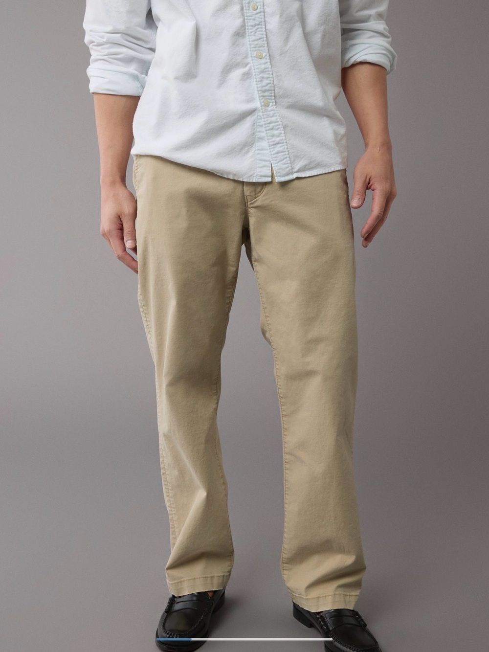 American Eagle Outfitters Men's Slim Boot Cut Chino Pants in Khaki